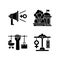 Feminism black glyph icons set on white space