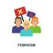 Feminism flat icon. Color simple element from activism collection. Creative Feminism icon for web design, templates