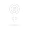 Feminism icon. Female gender symbol with raised fist. Flat and minimal design. Vector illustration