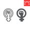 Feminism line and glyph icon, fist and protest, women resist sign vector graphics, editable stroke linear icon, eps 10.