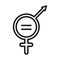 Feminism movement icon, emblem genders equality female rights pictogram line style