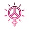 Feminism movement icon, gender female peace and love emblem, gradient style