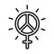 Feminism movement icon, gender female peace and love emblem, pictogram line style