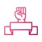 Feminism movement icon, raised hand emblem power, female rights gradient style