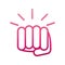 Feminism movement icon, strong hand, female rights gradient style