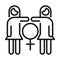 Feminism movement icon, women equality female rights pictogram line style