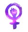 Feminism protest symbol with outer space