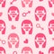 Feminism seamless pattern with abstract face girl