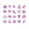 Feminism Signs Color Thin Line Icon Set. Vector