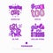 Feminism stickers with quotes: women can, me too, girl power, girls are strong. Thin line icon style. Modern vector illustration