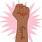 Feminism symbol. Fighting fist of a woman.