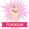 Feminism symbol. Fighting fist of a woman.