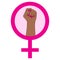 Feminism symbol. Fighting fist of a woman.