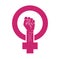 Feminism symbol, women fight for equal rights, vector isolated sign.