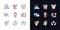 Feminist movement light and dark theme RGB color icons set