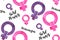 Feministic seamless pattern in different shades of pink and purple