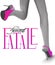 Femme fatale. Banner with legs of running woman.