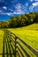 Fence and beautiful farm field in York County, Pennsylvania.