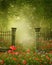 Fence on a colorful meadow