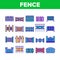 Fence Construction Collection Icons Set Vector