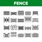 Fence Construction Collection Icons Set Vector