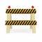 Fence light construction icon. Under construction, street traffic barrier. Black and yellow stripes with lights