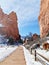 Fence lined walkway in Garden of the Gods in Colorado Springs Colorado