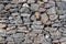 Fence made of stones in metal mesh, close-up of gabion