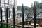 Fence peaks and historic tudor style buildings in Monschau