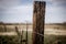 Fence post with wire