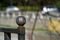 Fence in public park, safety access in entrance