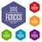 Fence quality icons vector hexahedron