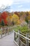 Fenced path among the autumn trees