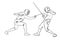 Fencer attacks the opponent. Contour drawing.