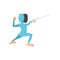 Fencing athlete cartoon icon