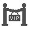 Fencing, barrier, only for VIP guest solid icon, celebrity concept, VIP zone stanchion vector sign on white background