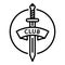 Fencing club icon, outline style