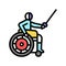 fencing handicapped athlete color icon vector illustration