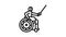 fencing handicapped athlete line icon animation