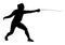 Fencing player portrait silhouette. Fence competition event.