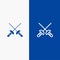 Fencing, Sabre, Sport Line and Glyph Solid icon Blue banner Line and Glyph Solid icon Blue banner
