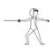 Fencing sport avatar isolated in black and white