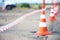 Fencing tape and road cone