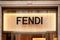 Fendi Sign on street shop window in Rome