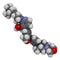 Fenebrutinib drug molecule. 3D rendering. Atoms are represented as spheres with conventional color coding: hydrogen white,