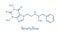 Fenetylline fenethylline stimulant drug molecule. Skeletal formula.