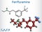 Fenfluramine drug molecule. It is phenethylamine, used as an appetite suppressant. Structural chemical formula and molecule model