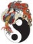 Feng Huang Chinese phoenix and Yin Yang symbol of harmony