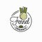 Fennel bulb logo. Round linear of fennel vegetable