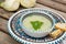 Fennel cream soup in the traditional tunisian plate